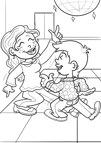 Disco Dancers Coloring Page